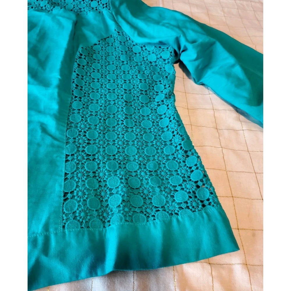 Lino USA Linen Blend Plus‎ Size Open Summer Jacket Top 3XL Turquoise